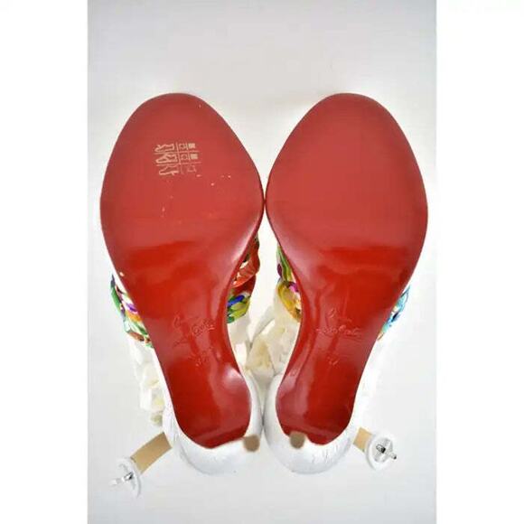 Christian Louboutin Ruban 100 White Croc Satin Ankle Strap Sandal Heel Pump 37 - Picture 8 of 9